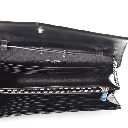 Saint Laurent Grain De Poudre Matelasse Chevron Monogram Chain Wallet Black 4 of 10