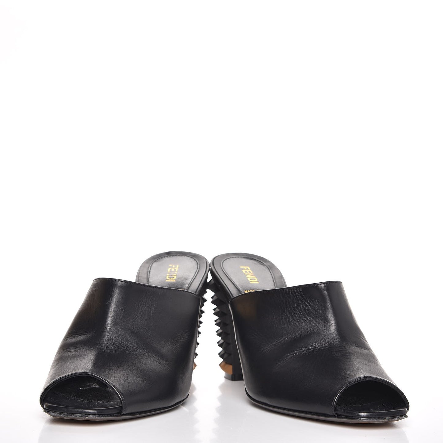 Vitello Spiked Heel Mules 38.5 Black