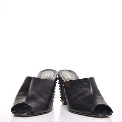 Fendi Vitello Spiked Heel Mules 38.5 Black 5 of 12