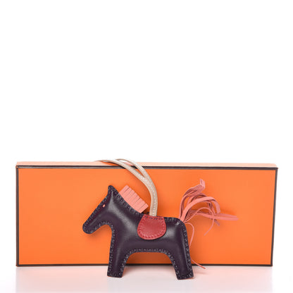 Hermes Milo Lambskin Grigri Rodeo Horse Bag Charm PM Raisin Flamingo Rouge Vif Argile 6 of 6