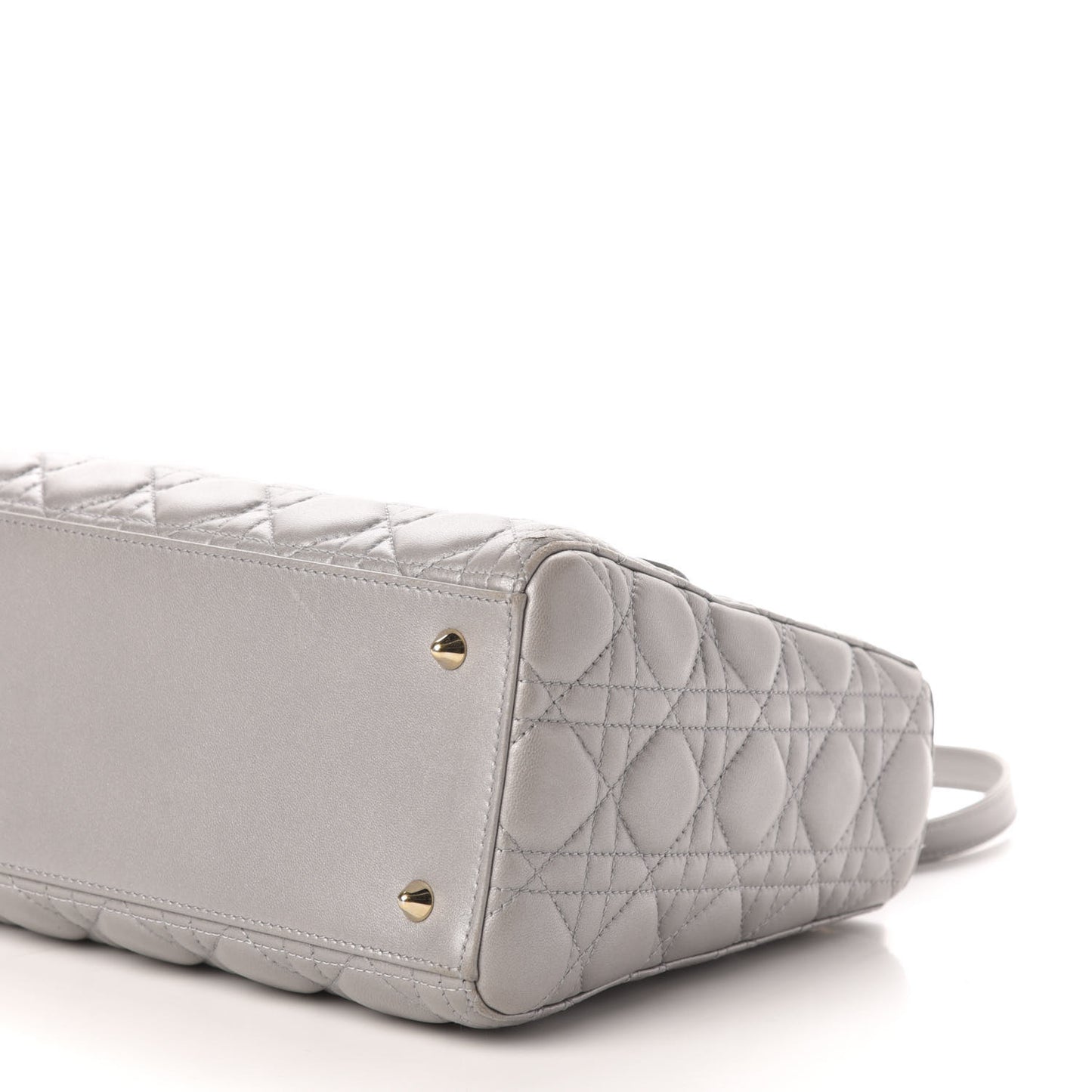 Pearly Lambskin Cannage Medium Lady Dior Grey