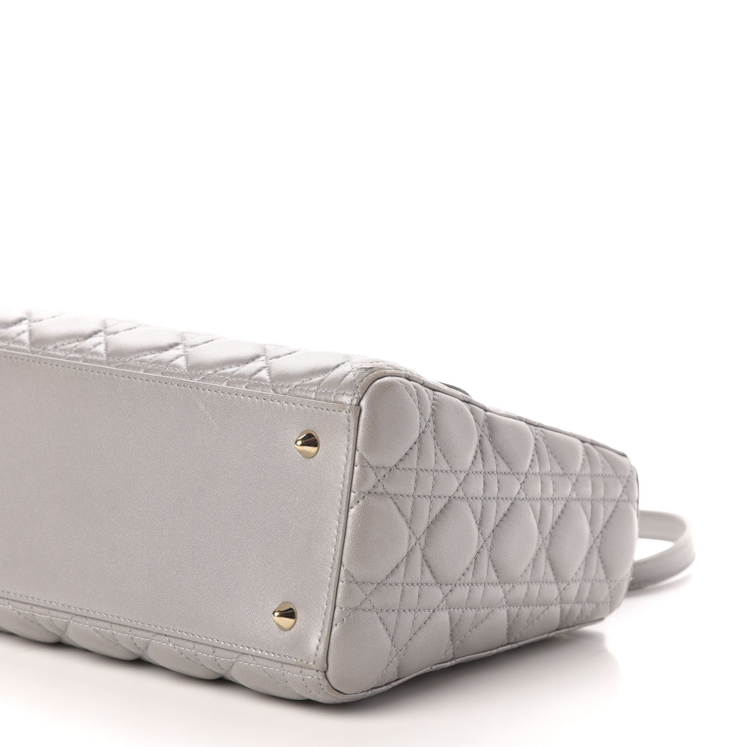 Christian Dior Pearly Lambskin Cannage Medium Lady Dior Grey 10 of 19
