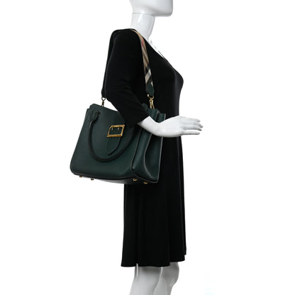 Burberry Soft Grain Calfskin Medium Buckle Tote Dark Green 2 of 11