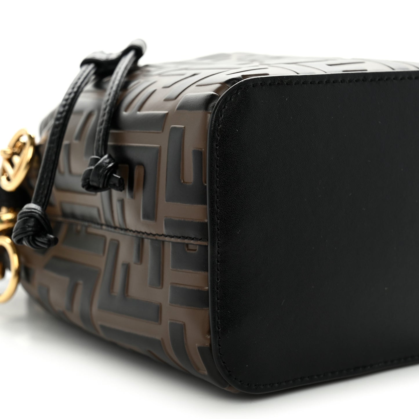 Vitello Liberty F is Fendi Bi-Color FF 1974 Embossed Mini Mon Tresor Bucket Bag Maya Black