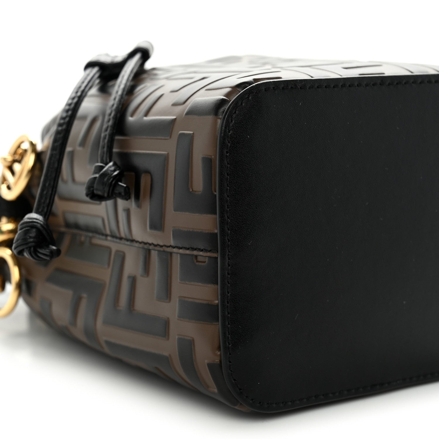 Fendi Vitello Liberty F is Fendi Bi-Color FF 1974 Embossed Mini Mon Tresor Bucket Bag Maya Black 9 of 12