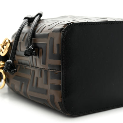 Fendi Vitello Liberty F is Fendi Bi-Color FF 1974 Embossed Mini Mon Tresor Bucket Bag Maya Black 9 of 12