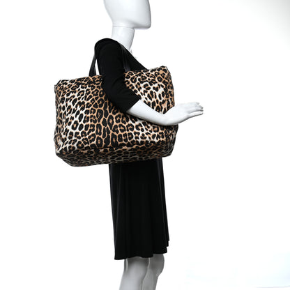 Prada Tessuto Nylon Leopard Print Shopping Tote Avorio 2 of 9