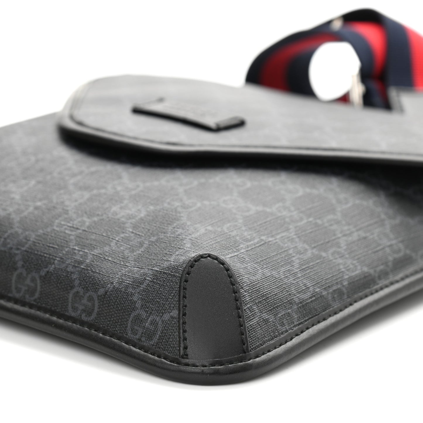 GG Supreme Monogram Web Medium Messenger Bag Black Grey