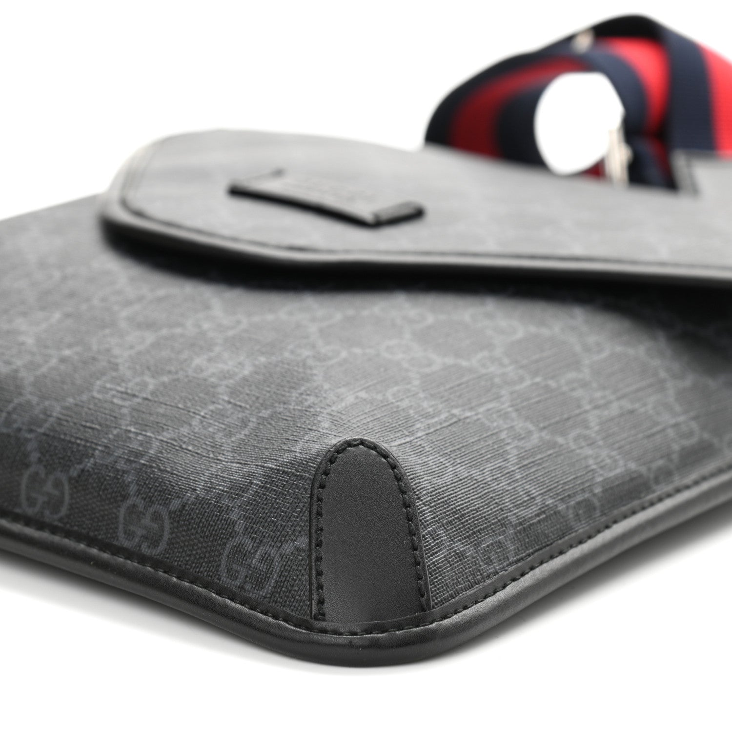 Gucci GG Supreme Monogram Web Medium Messenger Bag Black Grey 10 of 11