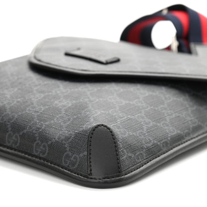 Gucci GG Supreme Monogram Web Medium Messenger Bag Black Grey 10 of 11