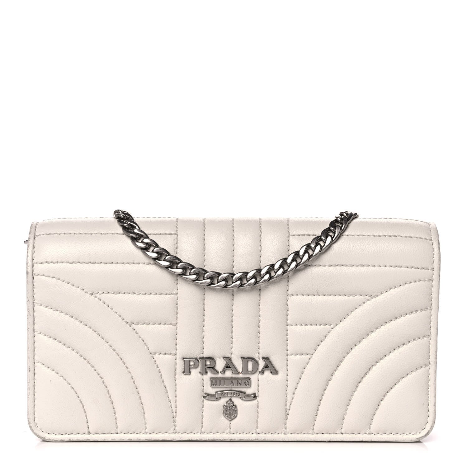 Prada Soft Calfskin Impunture Diagramme Chain Wallet 1 of 11