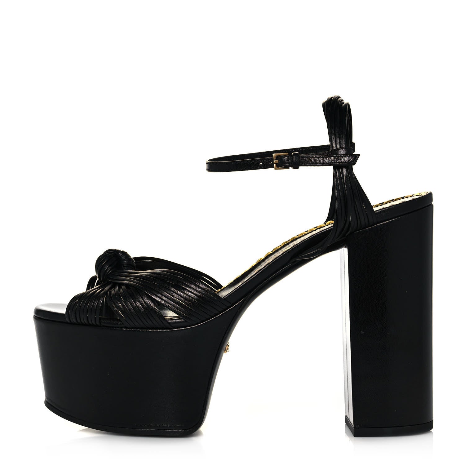 Gucci Malaga Kid Crawford Knotted Strap Platform Sandals 39 Black 1 of 8