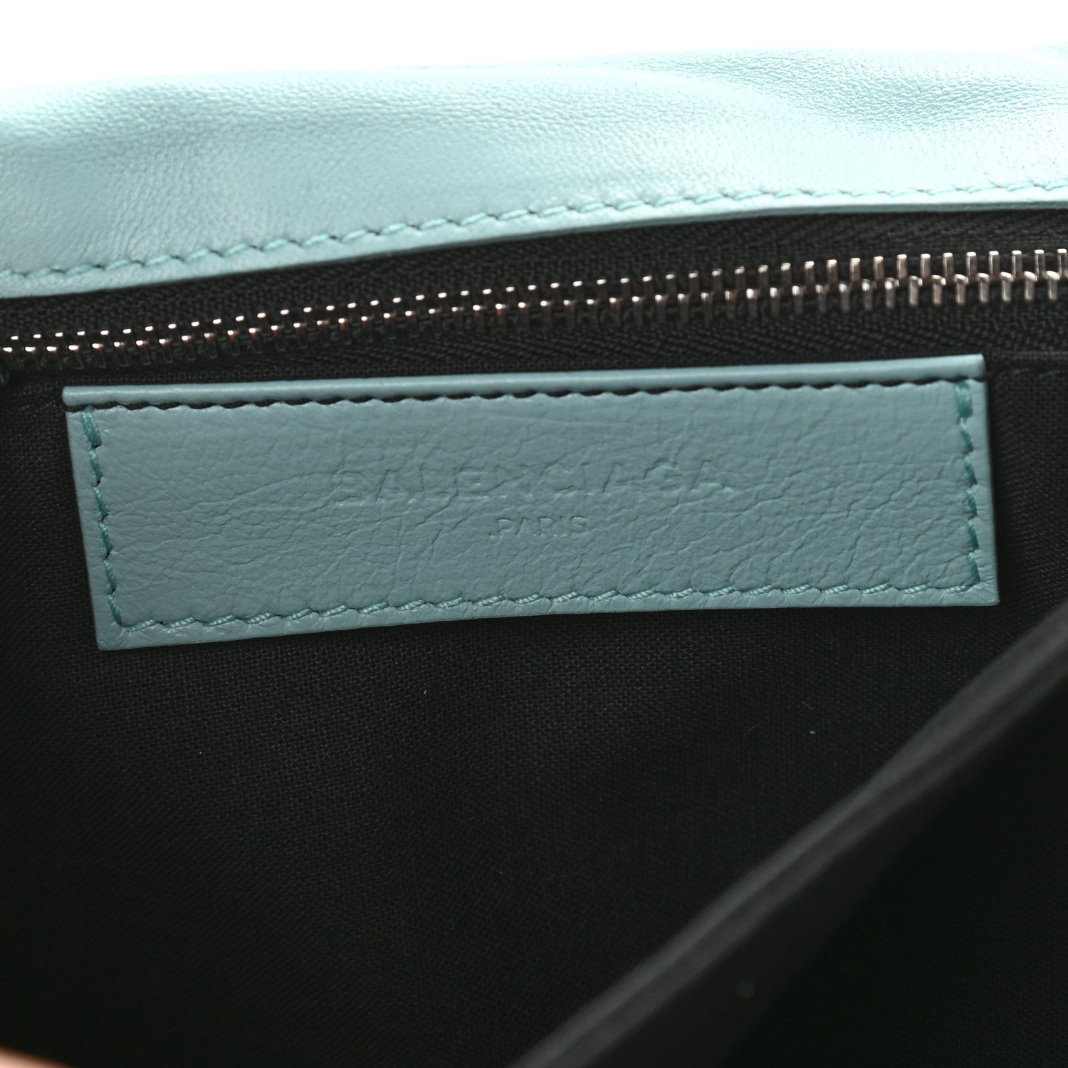 Balenciaga Chevre Silver Metallic Edge Hardware Envelope Clutch Bleu Maldives 7 of 12