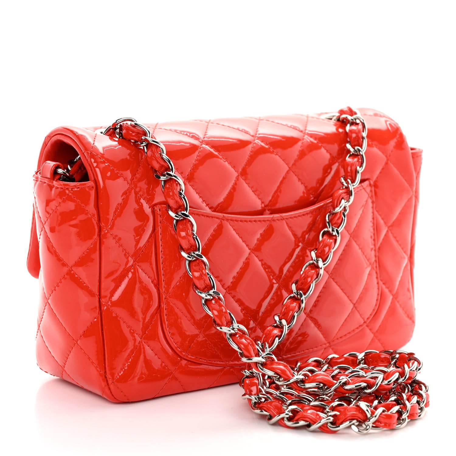 Chanel Patent Calfskin Quilted Mini Rectangular Flap Red 3 of 11