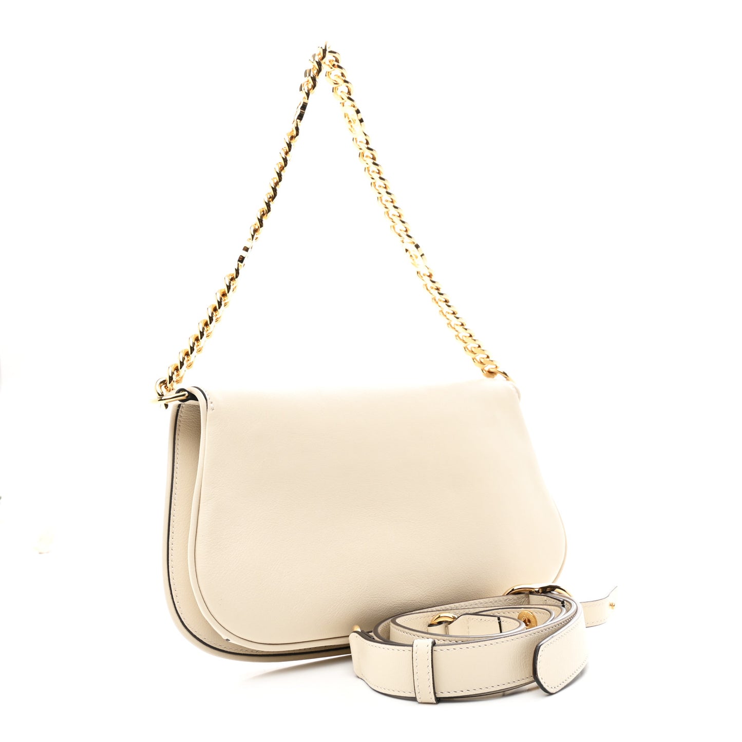 Roxy Calfskin Blondie Chain Shoulder Flap Bag Mystic White