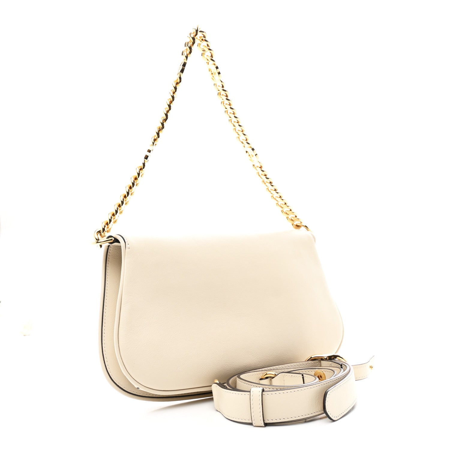 Gucci Roxy Calfskin Blondie Chain Shoulder Flap Bag Mystic White 3 of 10