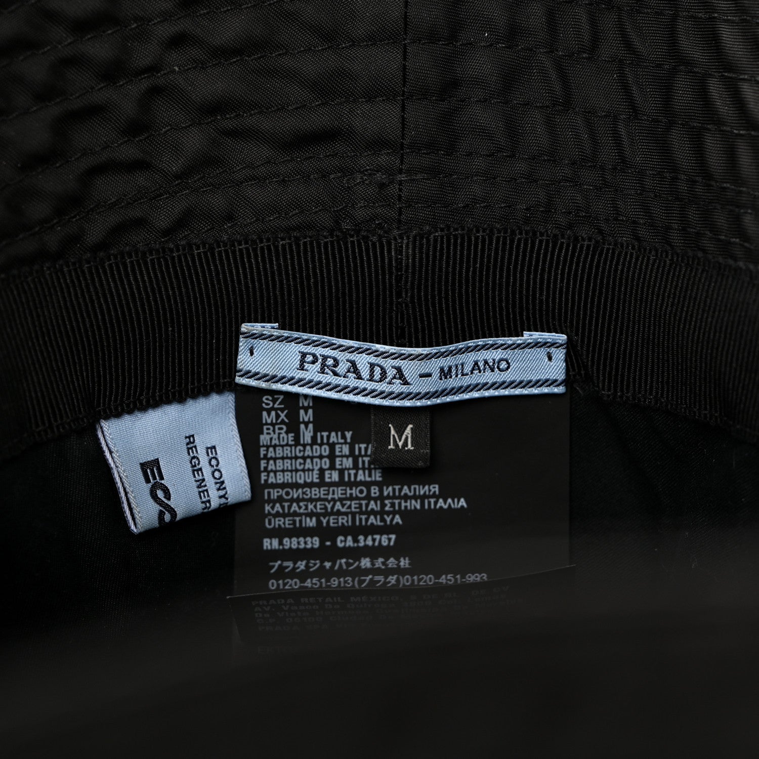 Prada Re-Nylon Metal Triangle Logo Womens Bucket Hat M Black 8 of 9