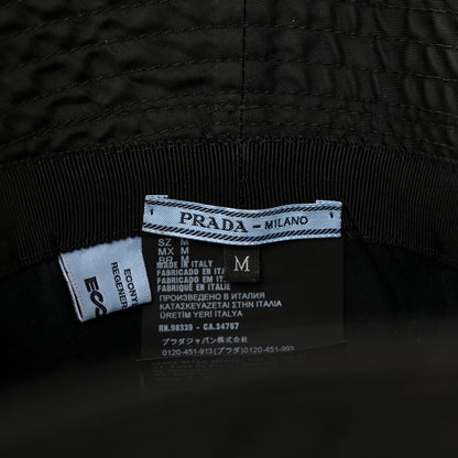 Prada Re-Nylon Metal Triangle Logo Womens Bucket Hat M Black 8 of 9