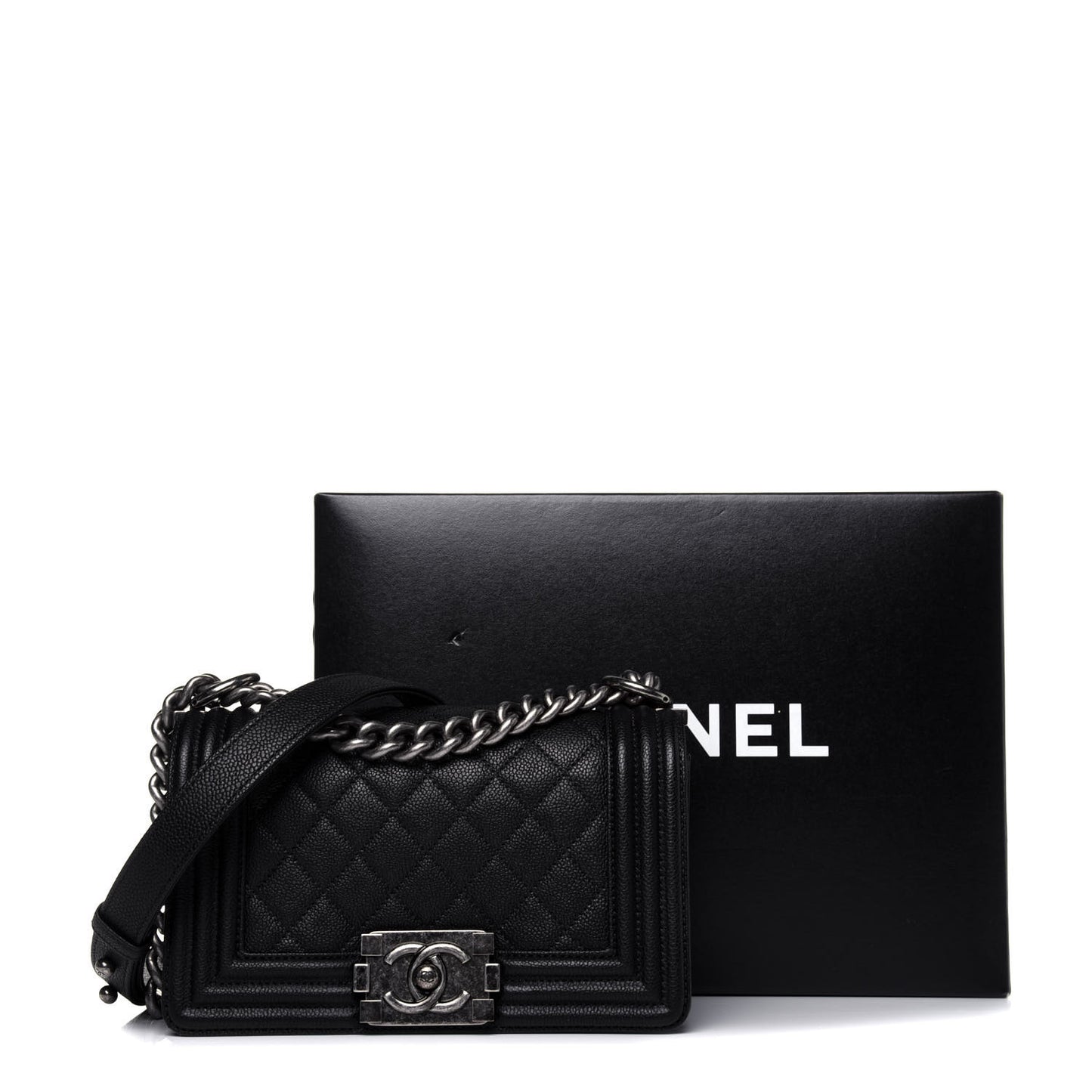 Caviar Quilted Small Boy Flap Black