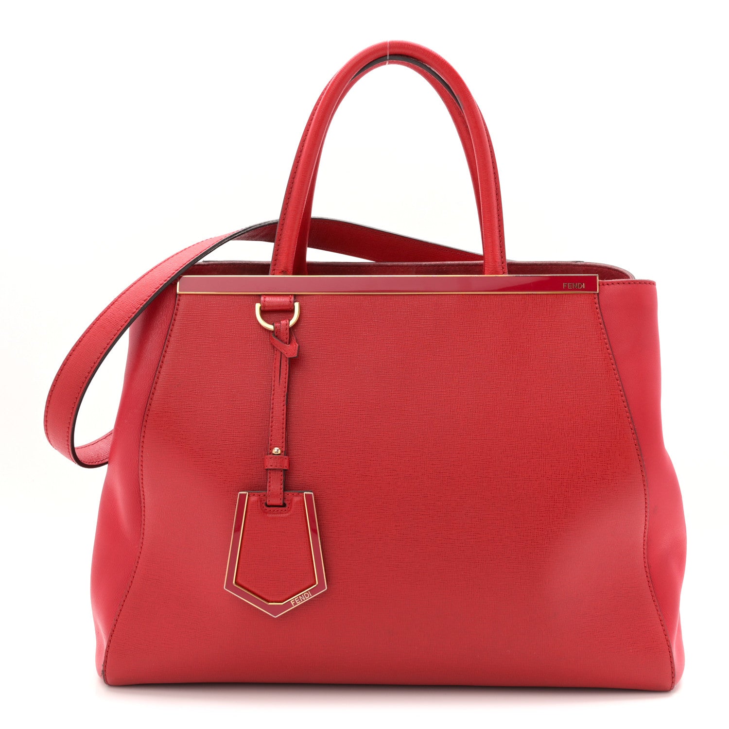 Fendi Vitello Elite Flamingo Regular 2Jours Tote Rosso Fiamma 1 of 16