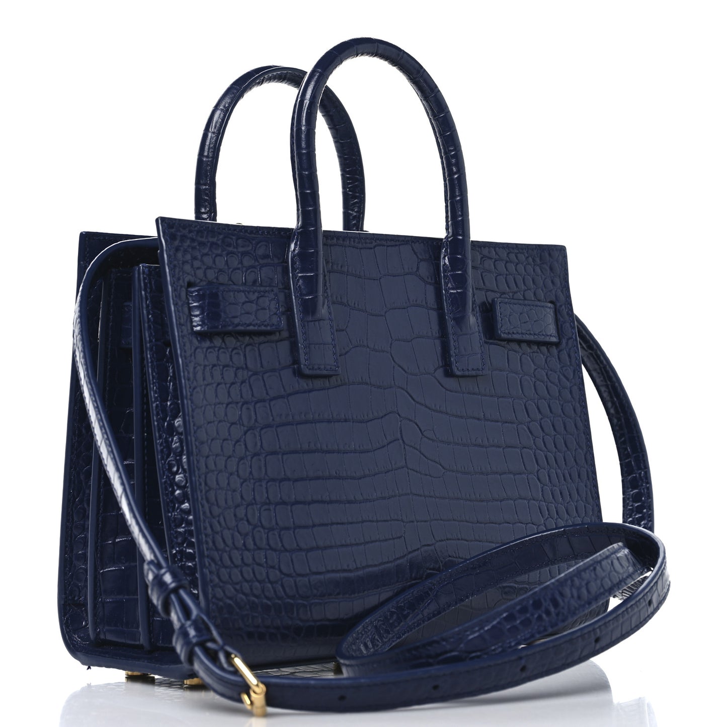 Calfskin Crocodile Embossed Nano Sac De Jour Saphir