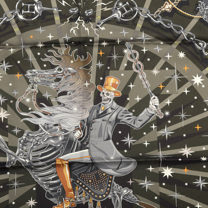 Hermes Silk C'est La Fete Scarf 90 Kaki Anthracite Gris 2 of 4