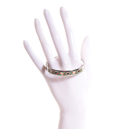 Hermes Enamel Printed Narrow Rose de Compas Bracelet 62 2 of 5