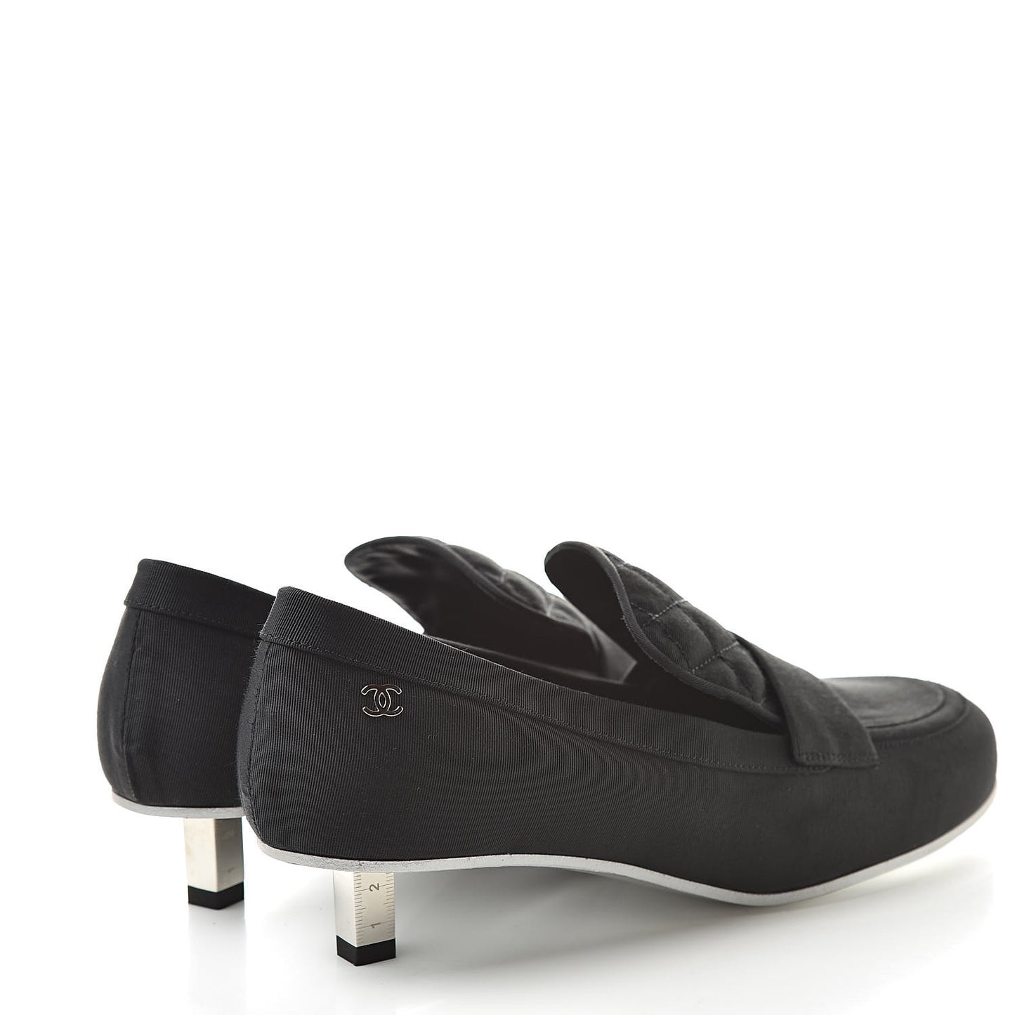 Quilted Grosgrain CC Loafers 38 Black