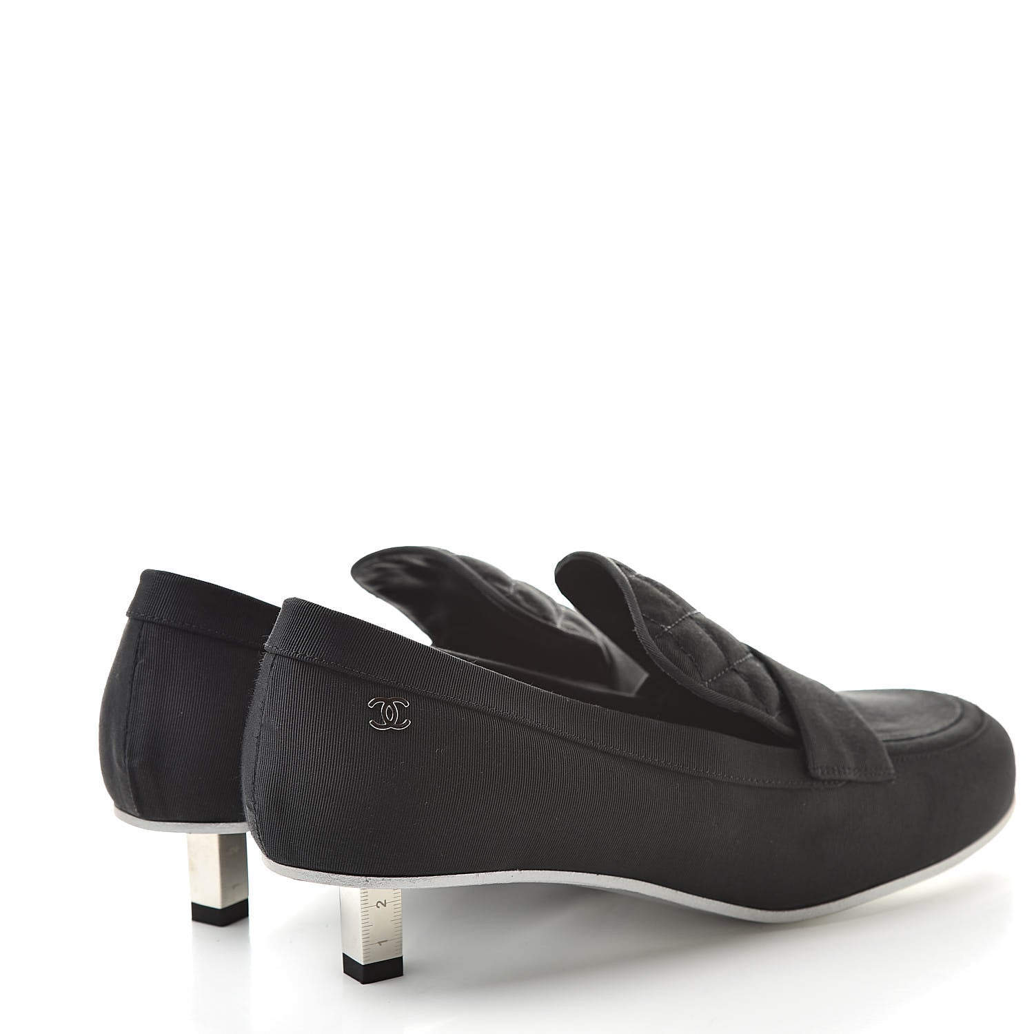 Chanel Quilted Grosgrain CC Loafers 38 Black 4 of 8