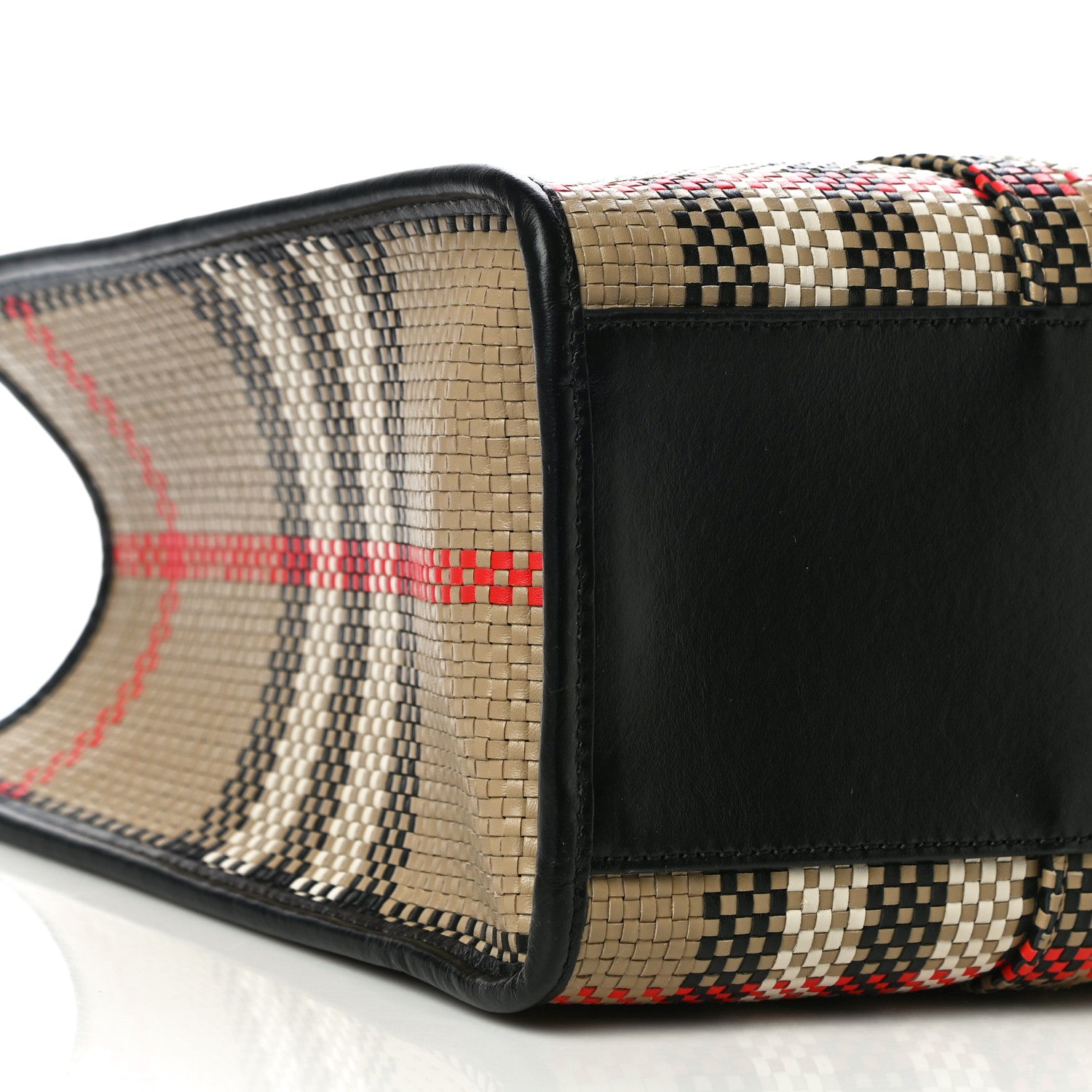 Burberry Calfskin Woven Vintage Check East West Book Tote 8 of 9