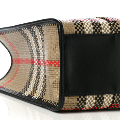 Burberry Calfskin Woven Vintage Check East West Book Tote 8 of 9
