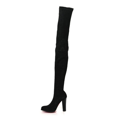 Christian Louboutin Veau Velours Verusch 100 Over The Knee Boots 38.5 Black 1 of 7