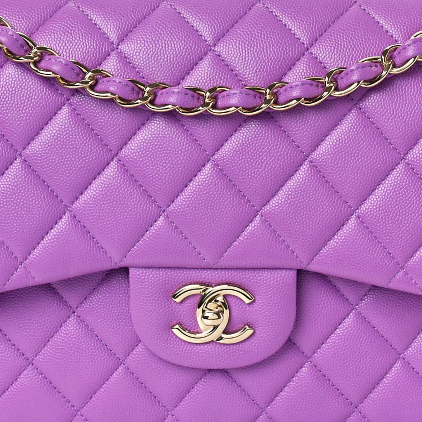 Caviar Quilted Jumbo Double Flap Purple
