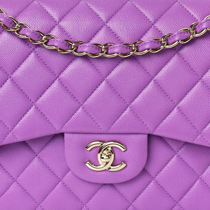 Chanel Caviar Quilted Jumbo Double Flap Purple 8 of 10