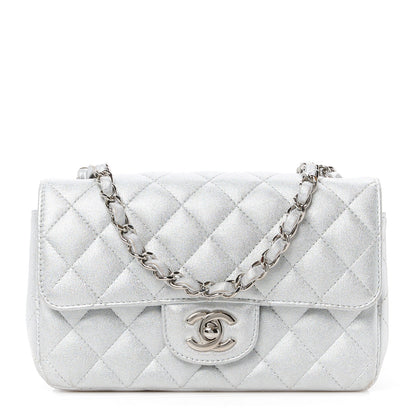 Chanel Metallic Lambskin Quilted Mini Rectangular Flap Silver 1 of 13