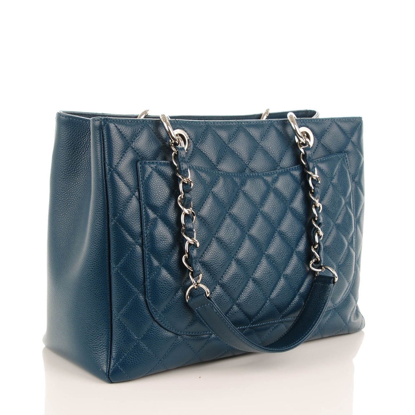 Caviar Quilted Grand Shopping Tote GST Dark Blue