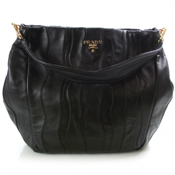 Nappa Stripes Shoulder Bag Black