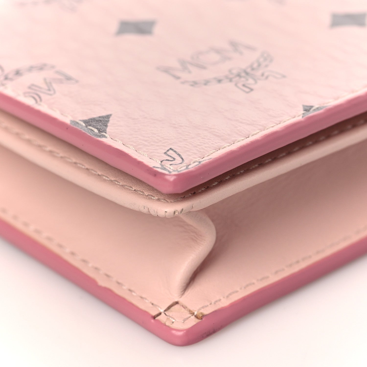 MCM Visetos Original Mini Chain Wallet Light Pink 9 of 11