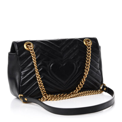 Gucci Calfskin Matelasse Small GG Marmont Shoulder Bag Black 4 of 14