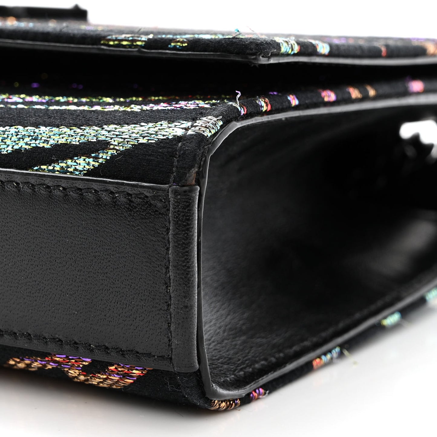 Canvas Calfskin Metallic Tiger Print Small Monogram Kate Satchel Black Multicolor