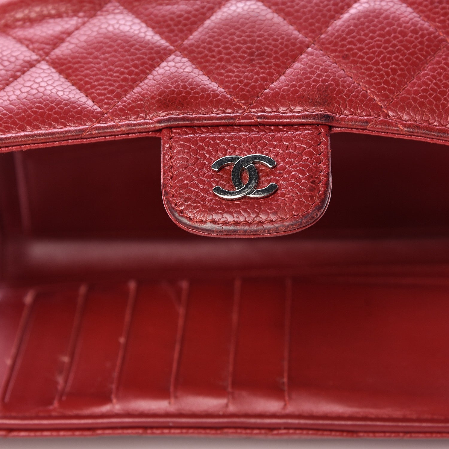 Chanel Caviar Quilted Large Flap Wallet Dark Red 13 of 24