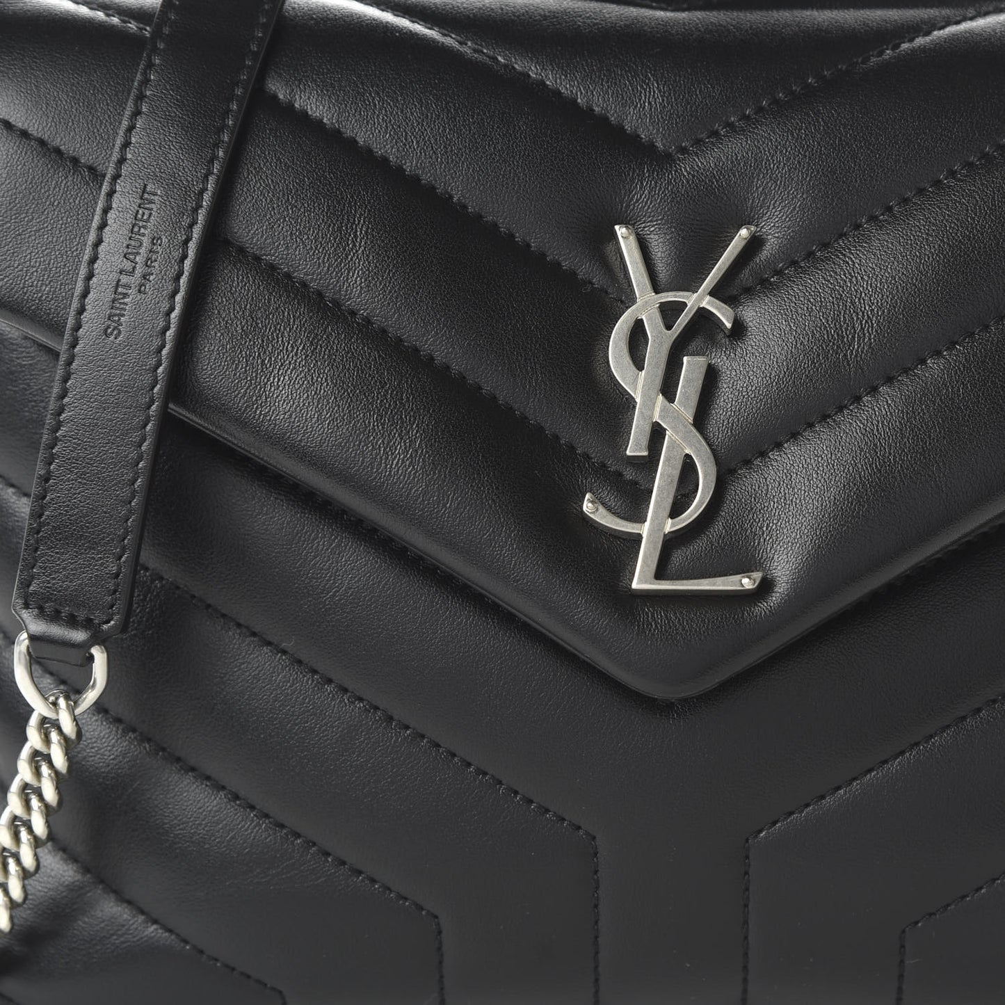Calfskin Y Quilted Monogram Small Loulou Chain Satchel Black