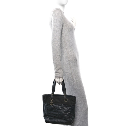 Chanel Coated Canvas Quilted Small Paris Biarritz Tote Black 2 of 12