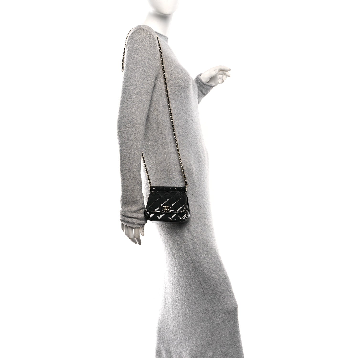 Chanel Patent Quilted Frame Clutch Flap With Chain Black 2 of 10