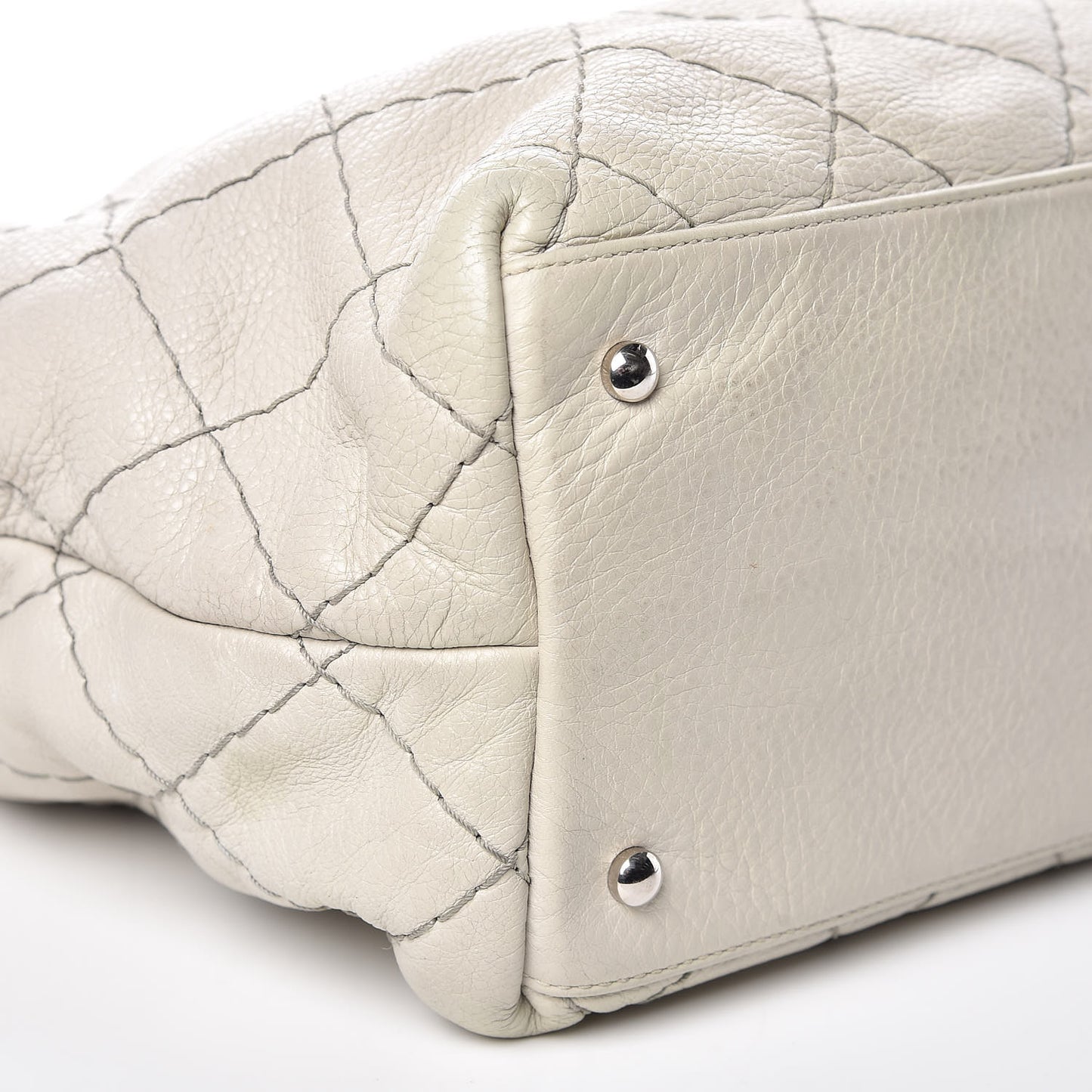 Glazed Calfskin Large On The Road Tote Light Grey