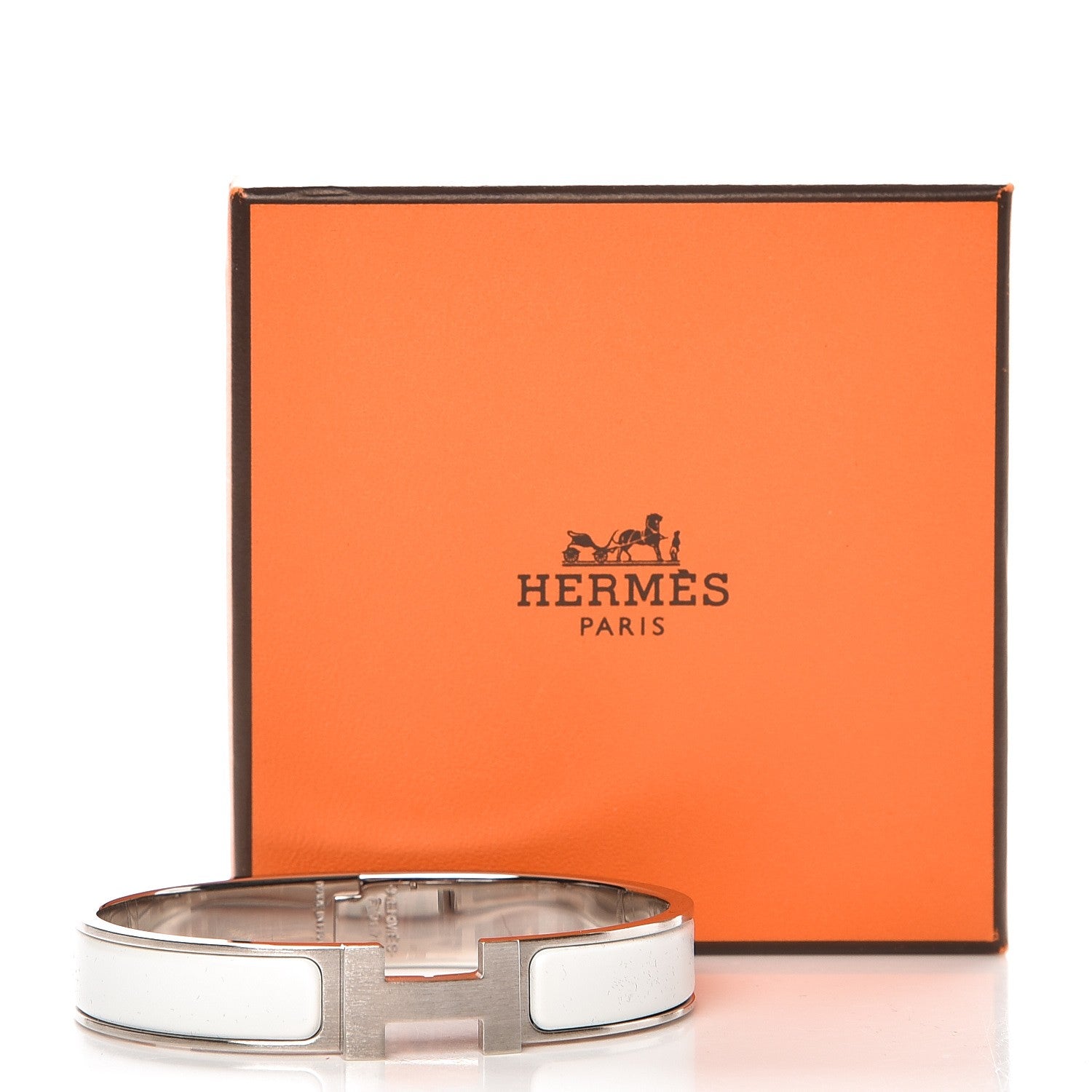 Hermes Matte Enamel Narrow Clic Clac HH Bracelet GM White 5 of 5