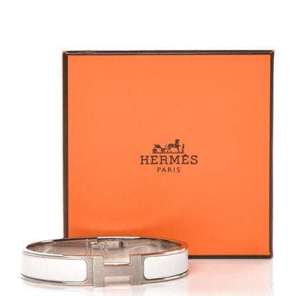 Hermes Matte Enamel Narrow Clic Clac HH Bracelet GM White 5 of 5