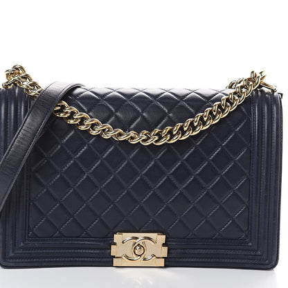 Chanel Lambskin Quilted New Medium Boy Flap Navy Blue 7 of 9