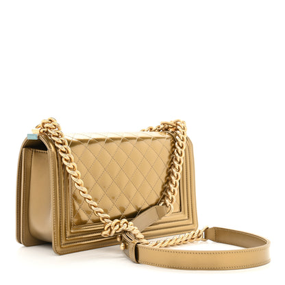Chanel Metallic Patent Calfskin Quilted Medium Boy Flap Gold 3 of 9