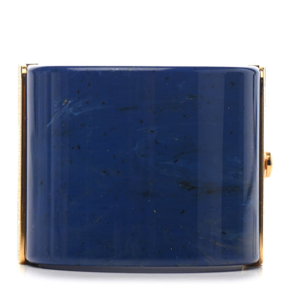 Chanel Resin CC Cuff Bracelet Blue Gold 2 of 3